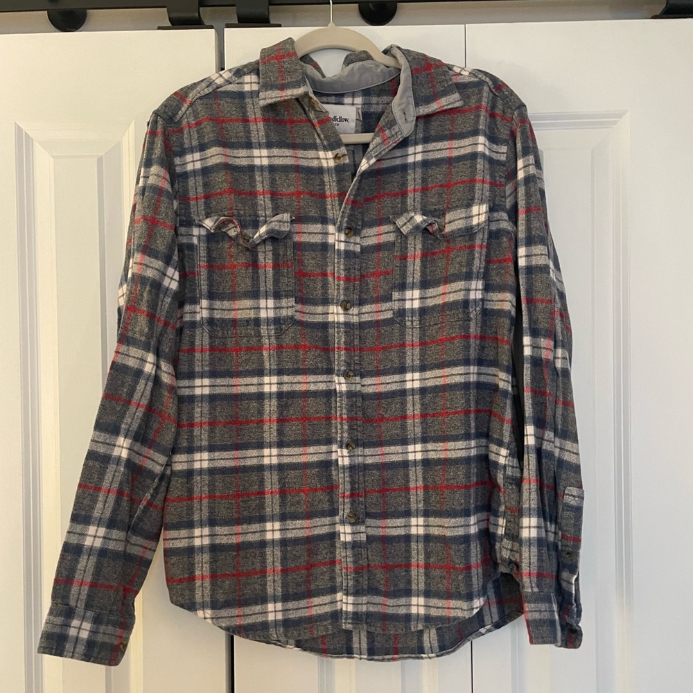 Goodfellow & Co Men's Casual Plaid Shirt - Gray and Red